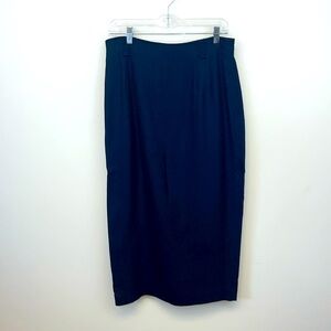 Liz Claiborne, Navy Blue Textured Midi Skirt with Buttons 90's vibe. Size 14